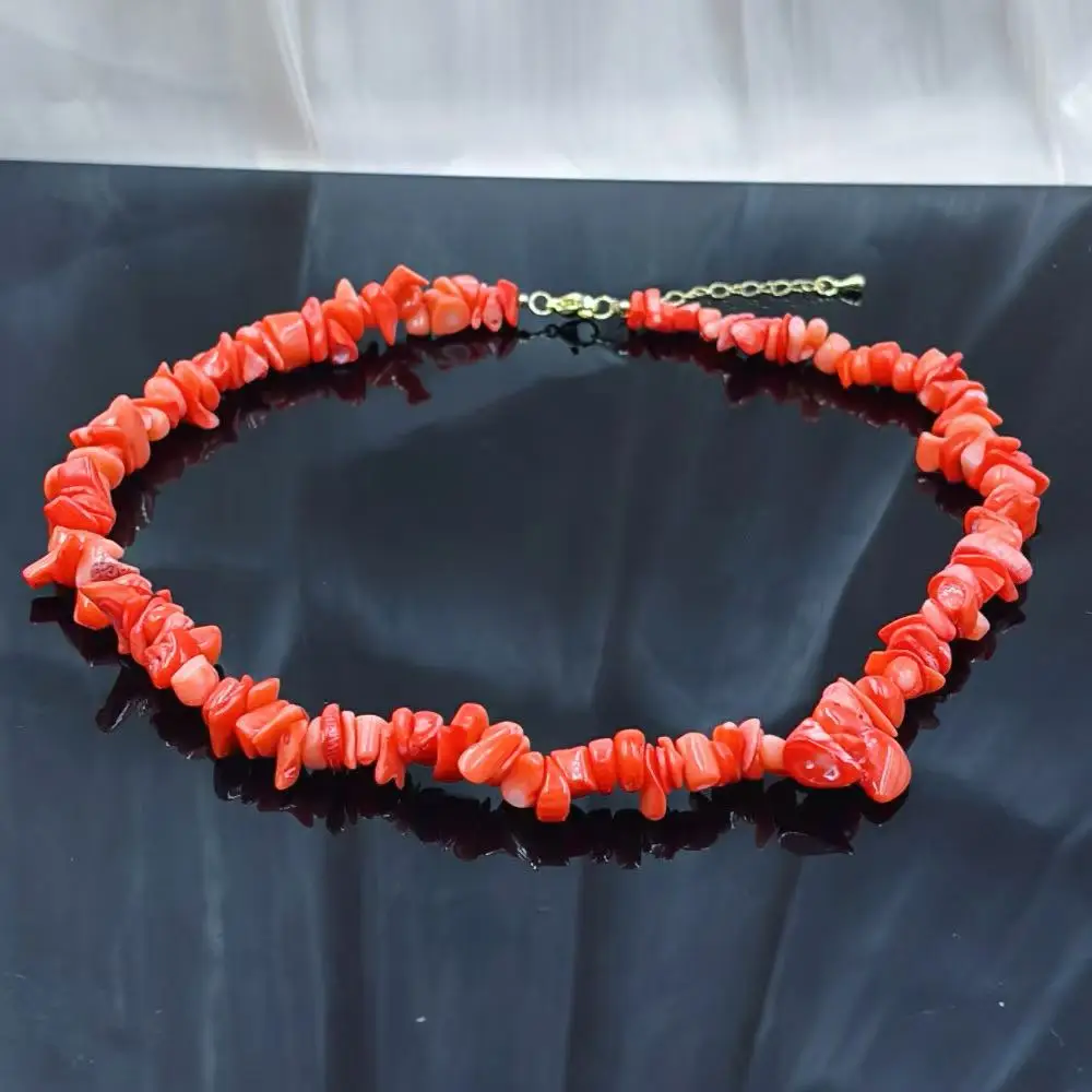 6-8mm 17-20inch Vintage Women Chips Beads Natural Sea Bamboo Orange Coral Jewelry Chokers Necklace