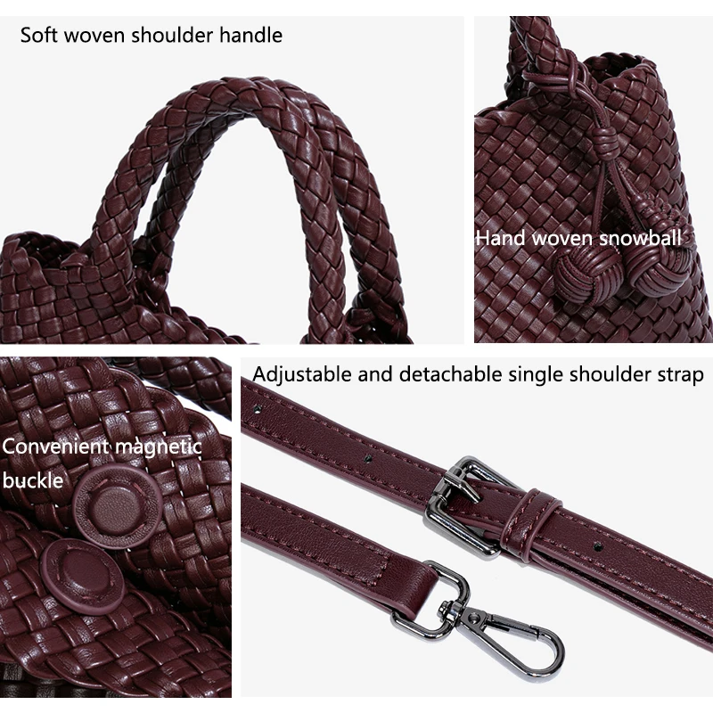 Woven Shopper Bag Fashionable Top Handle Tote Bag Shoulder Handbags Strap Casual Satchel Purse Design for Everyday Style view 5