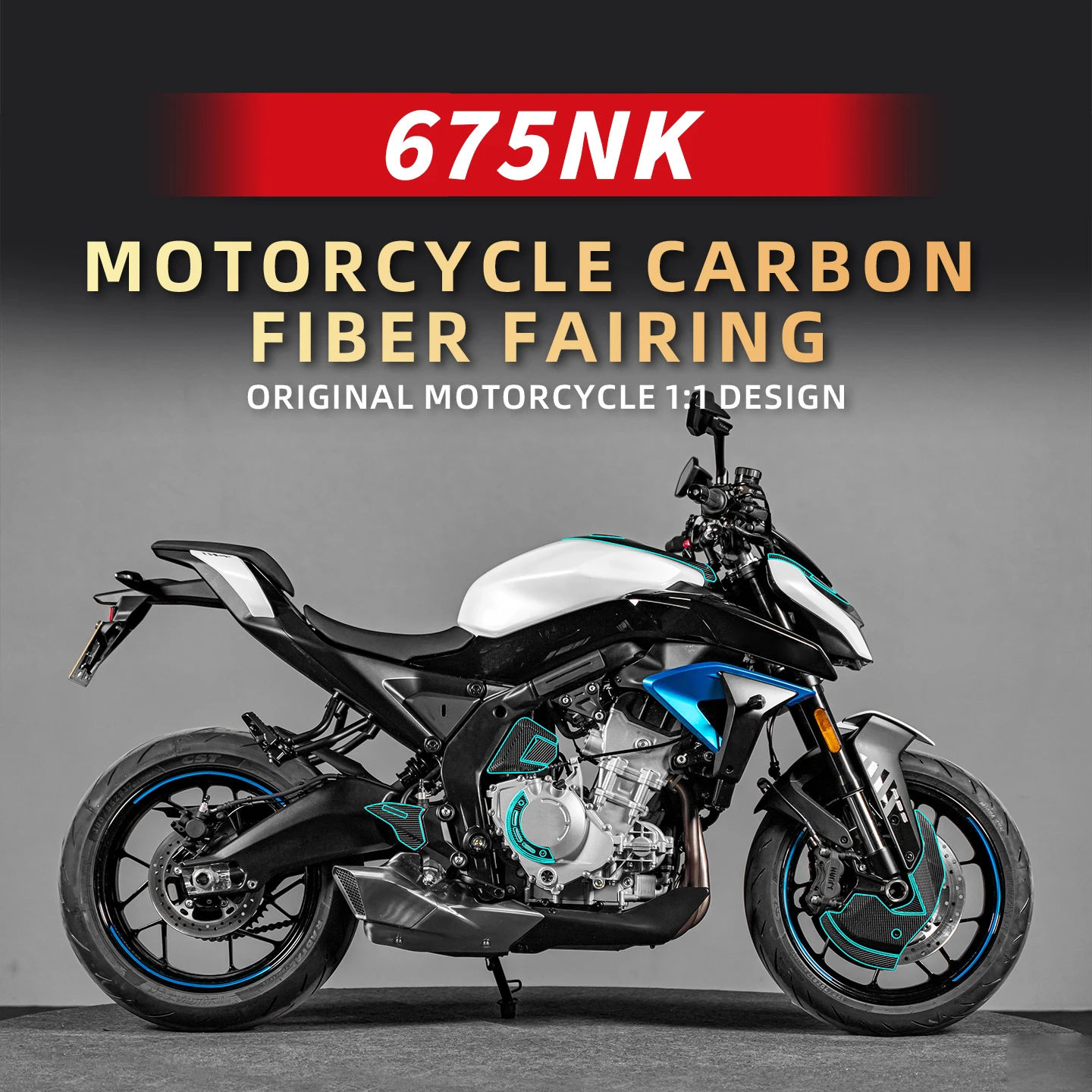 Use For CFMOTO 675NK Motorcycle Carbon Fiber Protective Decoration Stickers Kits Of Accessories Refi