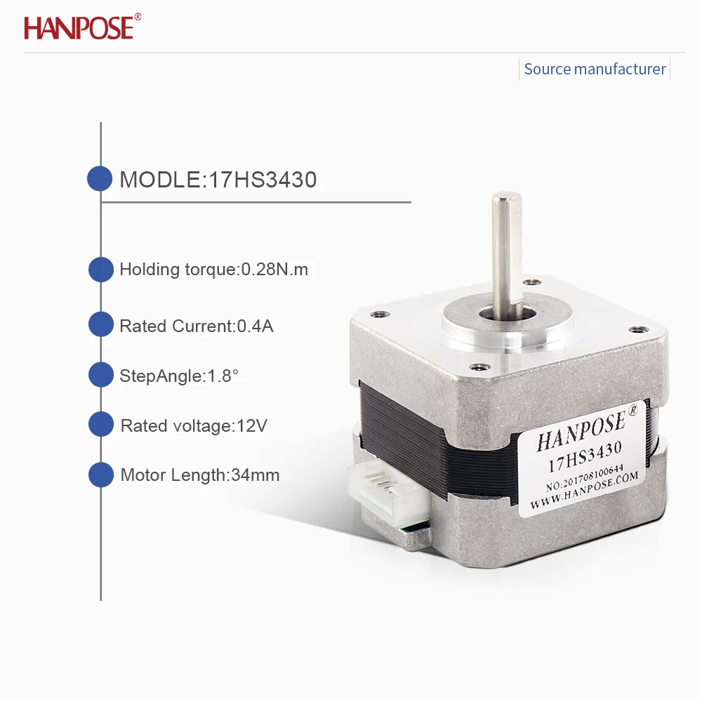 NEMA17 3PCS 17HS3430 stepper motor 0.28N.m 0.4A two-phase four wire 3D printing accessories motor manufacturer direct sales