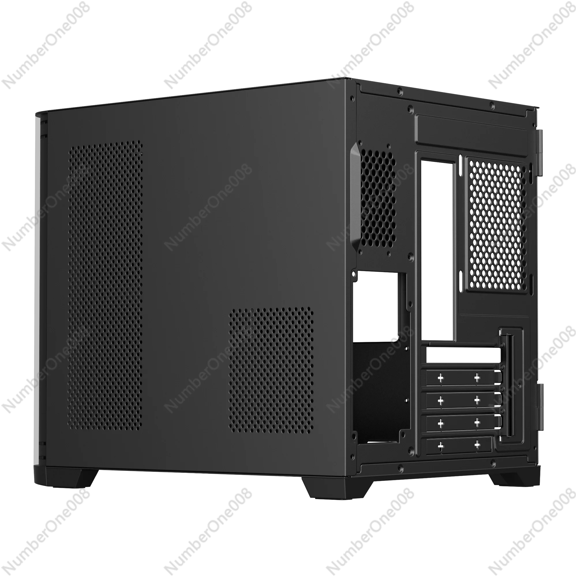 Curved Cube Gaming PC Case, Tempered Glass Mid Tower with High Airflow, Supports Micro-ATX & ITX Motherboards - view 5