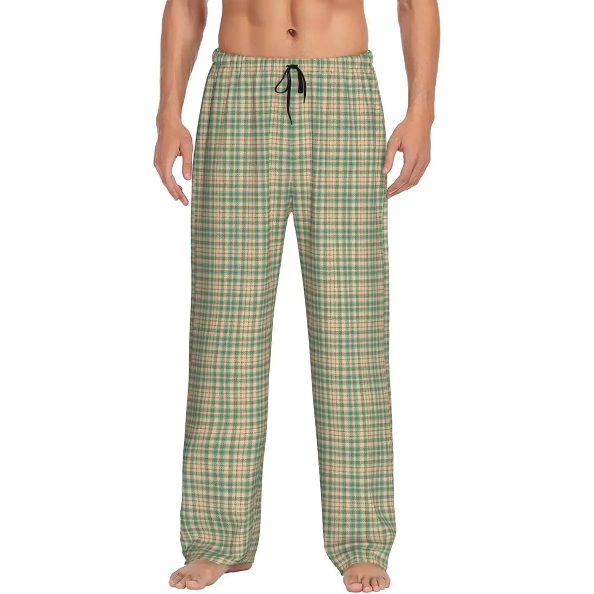 

Custom Print Check Plaid Fabric Texture Tartan Pattern Pajama Pants Men Sleep Sleepwear Bottoms with Pockets