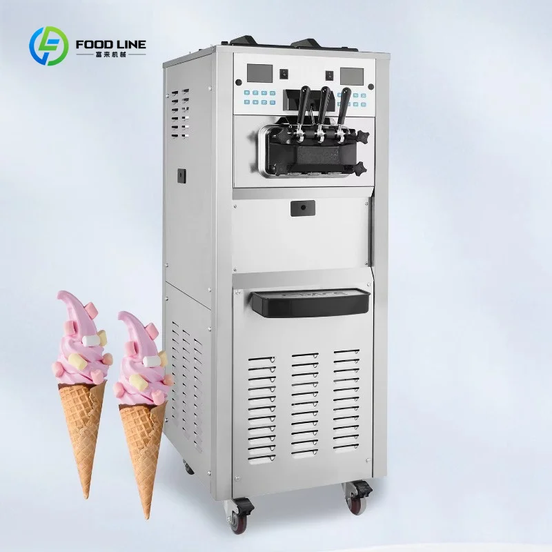 Floor Model Dual Control 3 Flavor Italian Soft Ice Cream Frozen Yogurt Maker Commercial Custom
