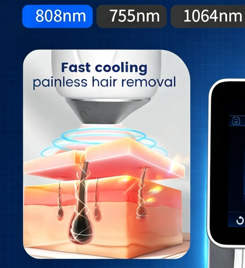 Hot Sale 808nm Diode Hair Removal 3 Wave 5000W Soprano Titanium, Painless Permanent Portable CE