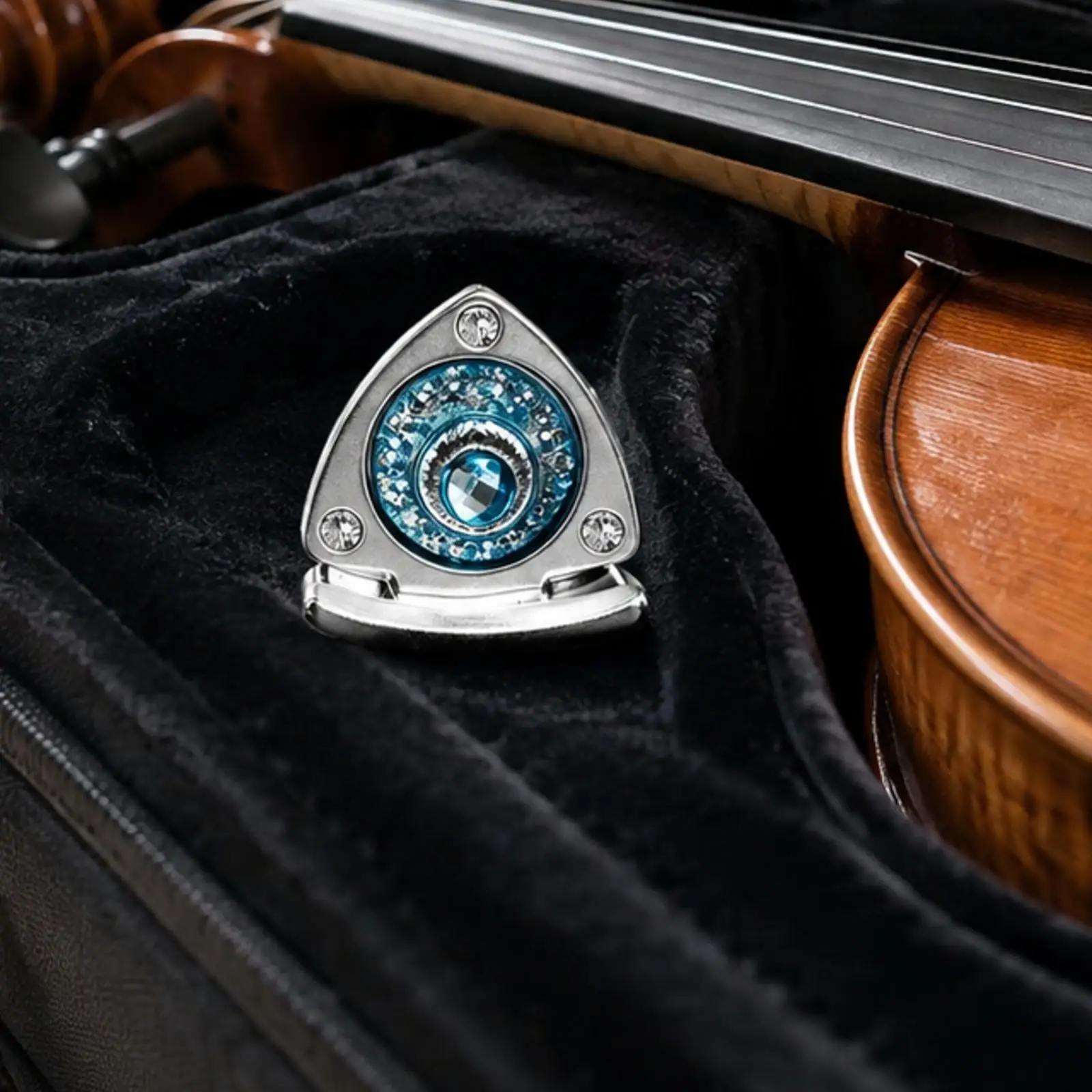 Compact Triangular Violin Mute for String Instrument Sound Reduction with Crystal Accent