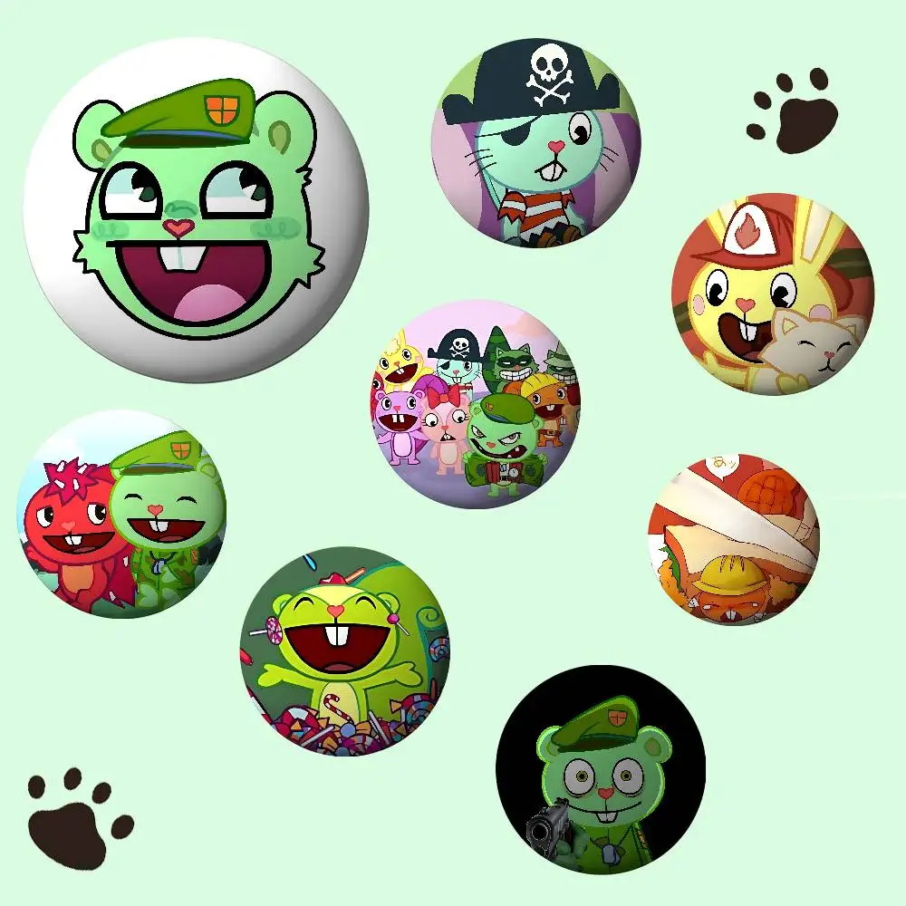 Anmie A-Happy Tree Friends-S Badges Tinplate Soft Button Pin Brooch Metal Badge Custom Jewelry Accessories Hat Bag Lapel