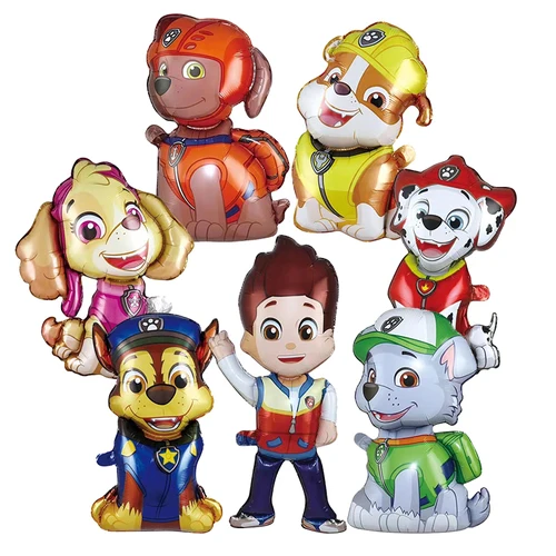 Decoración de cumpleaños de la patrulla canina para niños, globos temáticos, juego de vajilla para fiesta de cumpleaños, vasos, platos, suministros