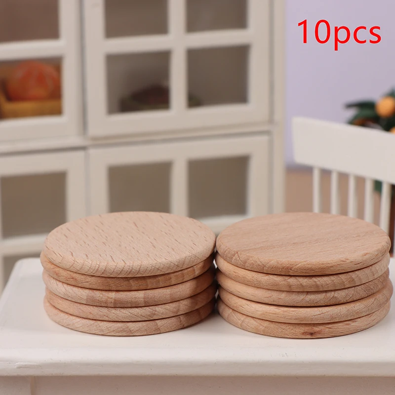 10Pcs 3.8cm Round Disc Unfinished Wood Circle Wood Pieces Cutouts Wooden DIY Ornaments For Craft Supplies Decoration