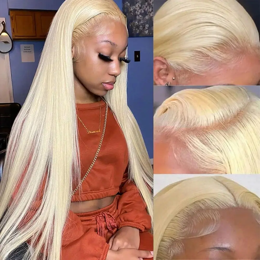 13x4 Blonde Straight Lace Front Wig Human Hair HD 613 Lace Frontal Wig 4x4 Closure Wig Mstoxic Remy Brazilian Hair Wigs