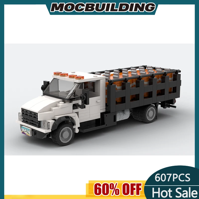 

607pcs Moc Modular GMC C5500 Traffic Barrel Truck Buiding Block Set Toys for Boy Kit DIY Creative Ideas Bricks Gift MOC-101221