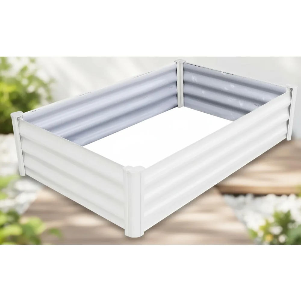 

Premium Galvanized 4'x3' Raised Garden Bed - Easy DIY Assembly, Superior Drainage, Surfmist White Planter Box for All Plants