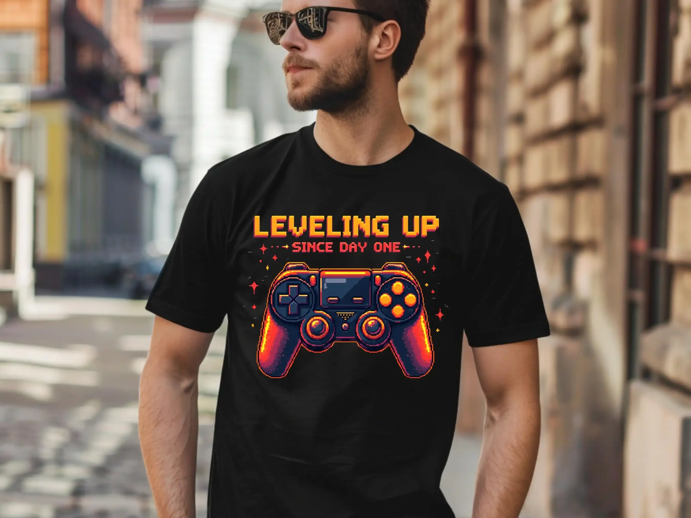 Halloween Gamer T Shirt Leveling Up Since Day One Retro Pixel Art Controller Design