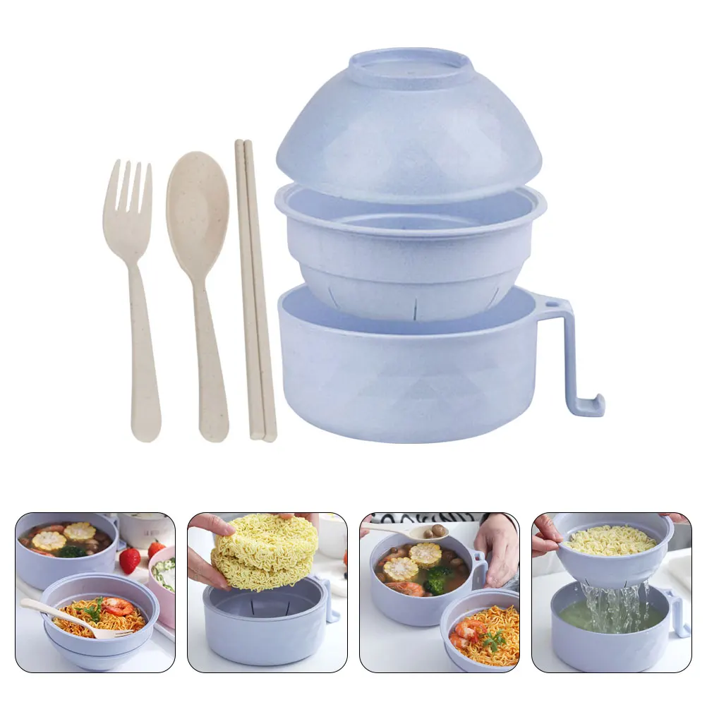 مجموعة أوعية رامين من ألياف الخيزران، أوعية المعكرونة الفورية الآمنة للميكروويف، ملحقات المطبخ السميكة، حاوية المعكرونة والحساء