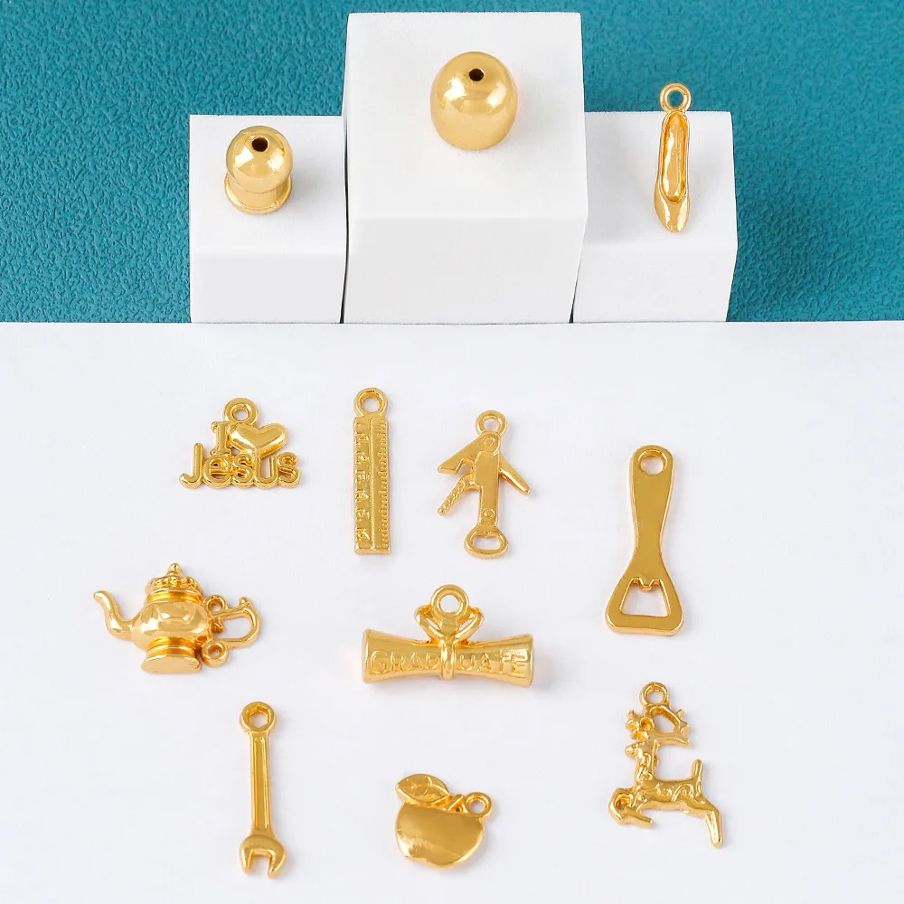 Accessori per gioielli fai-da-te in lega più venduti transfrontalieri, ciondoli in oro brillante, ciondoli per collane, nicchia