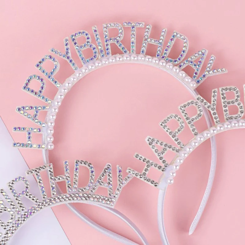 แฟชั่นหวานวันเกิดสาวแถบคาดศีรษะโลหะ Rhinestone วันเกิด Party Tiara ผม Hoop เจ้าหญิงมงกุฎผู้หญิง Headwear