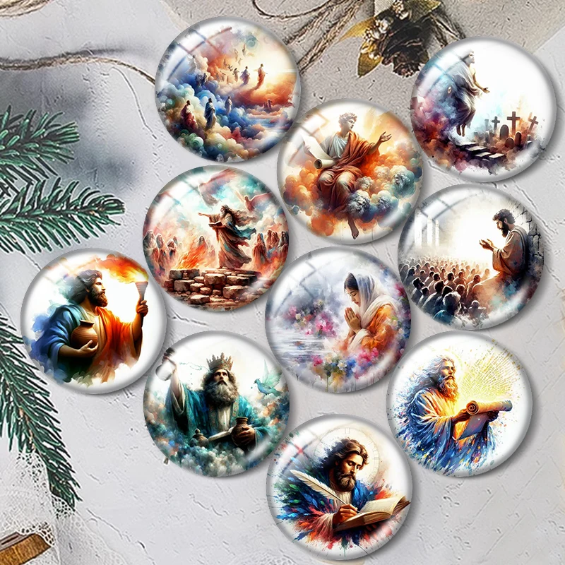 

Bible Characters Watercolor 12mm/16mm/18mm/25mm Round Photo Glass Cabochon Demo Flat Back Making findings