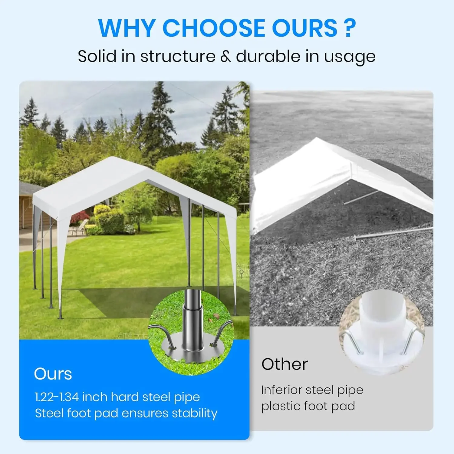 

[XMSJ] Сверхмощный портативный гараж Carport 12x20, навес для карспорта с оцинкованной рамой, портативные гаражи и укрытия с 8 ножками и 4