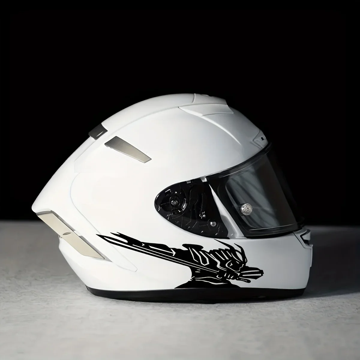 สติ๊กเกอร์ลายซามูไรดำพร้อมดาบ 1 ชุด - ของตกแต่งหมวกกันน็อครถจักรยานยนต์และรถยนต์แบบเฉพาะตัว