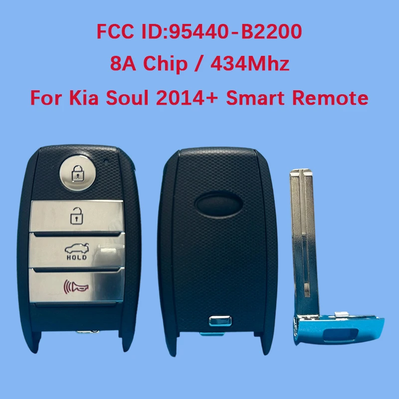 

CN051150 Aftermarket 4 Button Smart Remote Auto Car Key 433MHz P/N 95440-B2200 CQ0FN00100 For KIA Soul 2014-2015