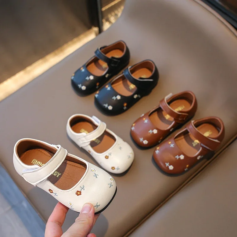 

New Cute Girls Shoes Shallow Children's Leather Shoes Flat Slip on Kids Shoes Lightweight Casual Princess Shoes Zapatos Niña