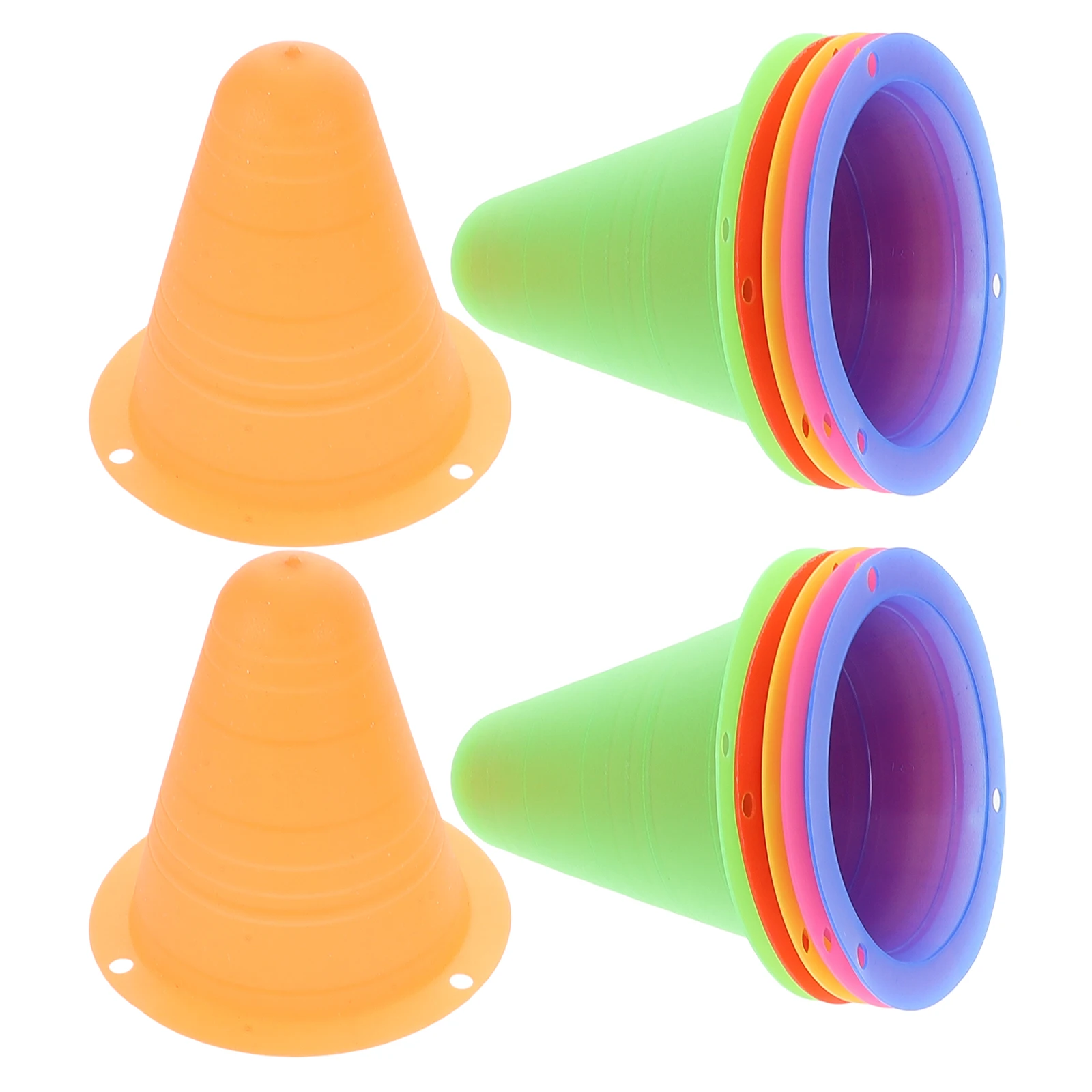 

12pcs Mini Sports Cones Bright Colorful Plastic Agility Training Markers Stackable Lightweight For Roller Skating Soccer
