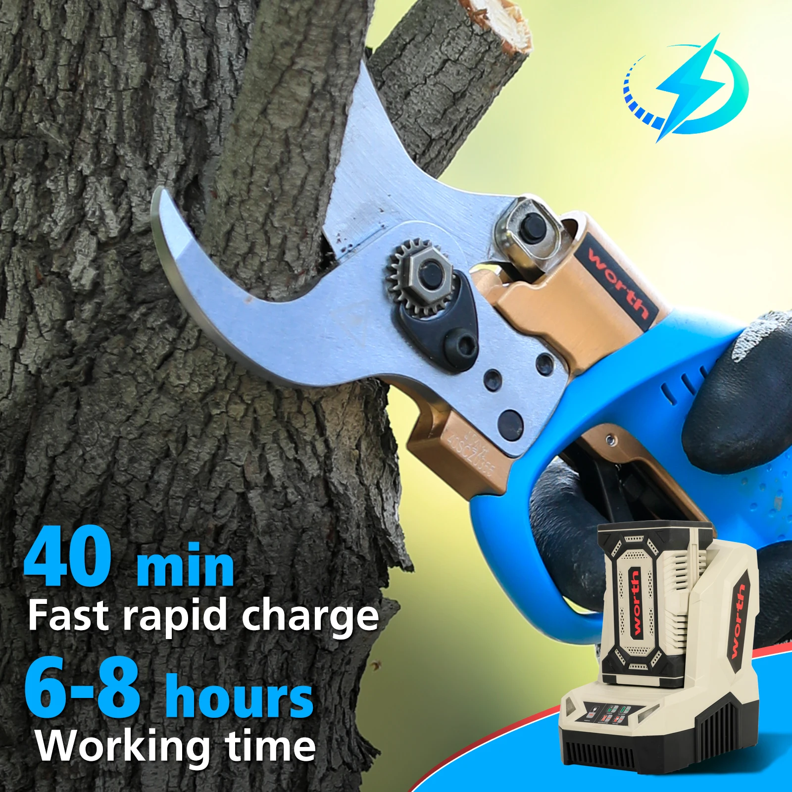 

HOT 36v Lithium Battery One Hand Operated Tree Pruner Cordless Electric Pruning Shears