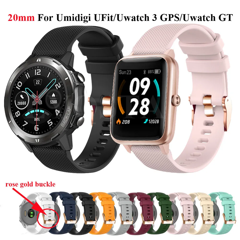 

New 20mm Watchband For Umidigi UFit Smart Watch Straps For UWatch 3 GPS Uwatch GT Replacement Wristband Bracelet Silicone Correa