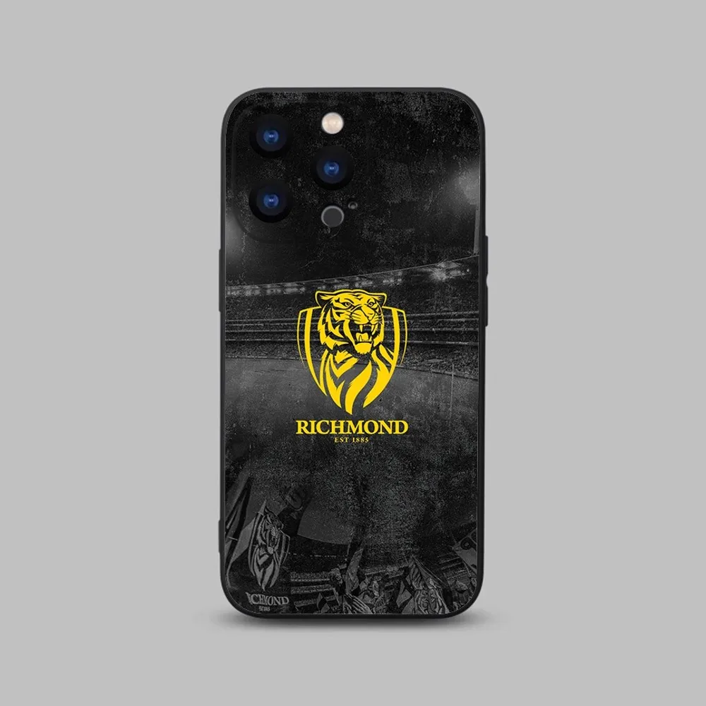 Richmond Tiger Phone Case For iPhone 15,14,13,12,11 Plus,Pro,Max,XR,XS,X,7,8 Plus,SE,Mini Black Silicone Soft