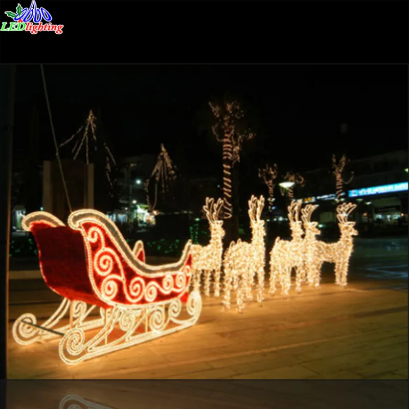 

Custom. Acrylic LED Street Motif Reindeer With Sleigh Large Xmas Light