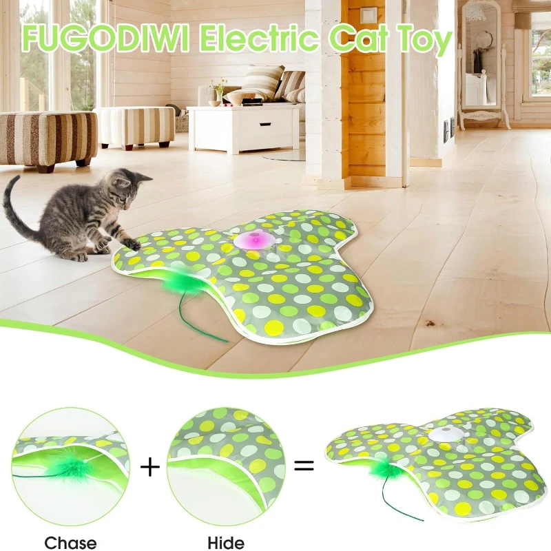 

Indoor Cat Interactive Toys Interactive Cat Toys with Feather Accessories 360° Self-Rotating Rolling Ball Suitable for