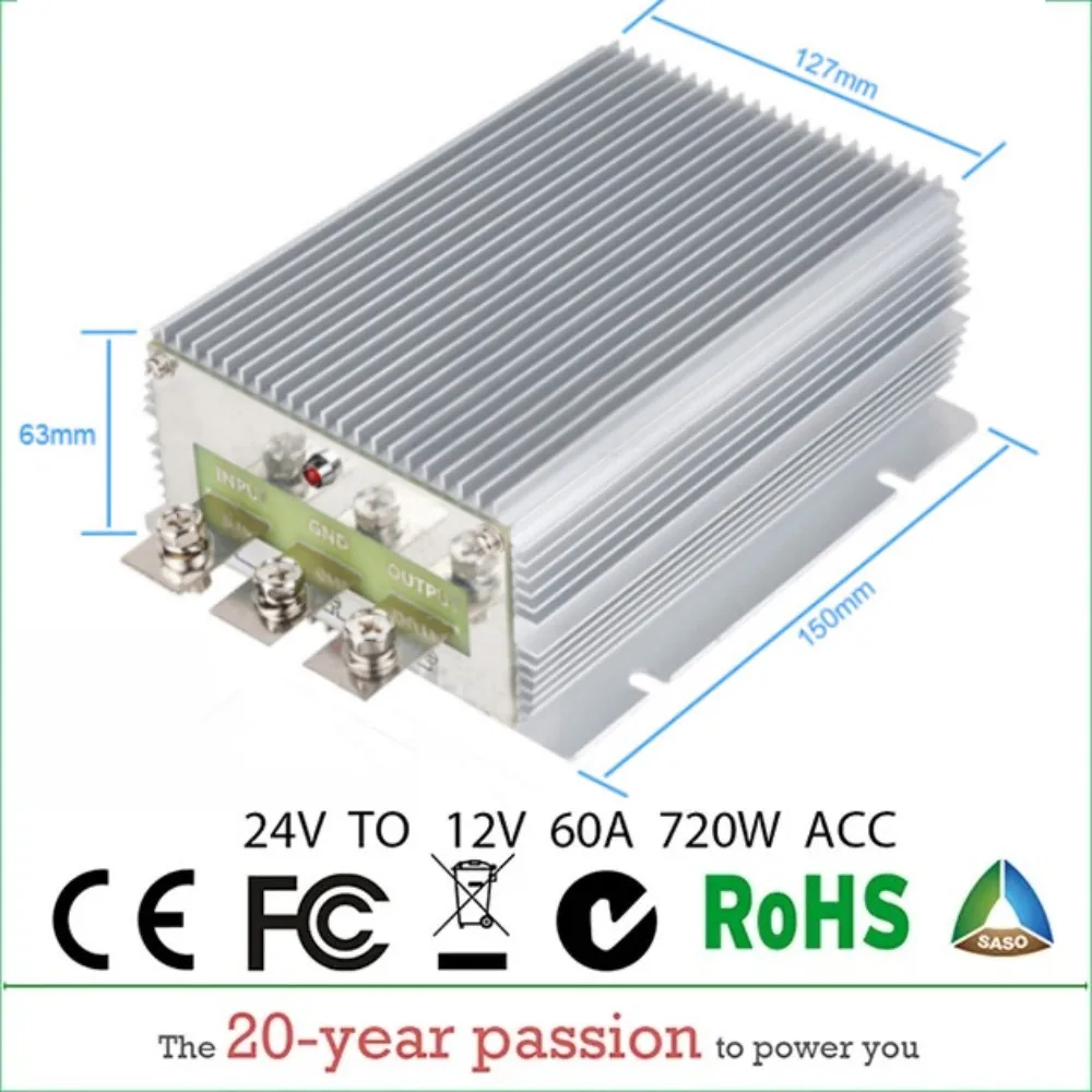 

24V TO 13.8V 12V 30A 40A 60A DC DC Step Down Converter Reducer module Voltage Automotive Regulator Supply Module for Cars Solar