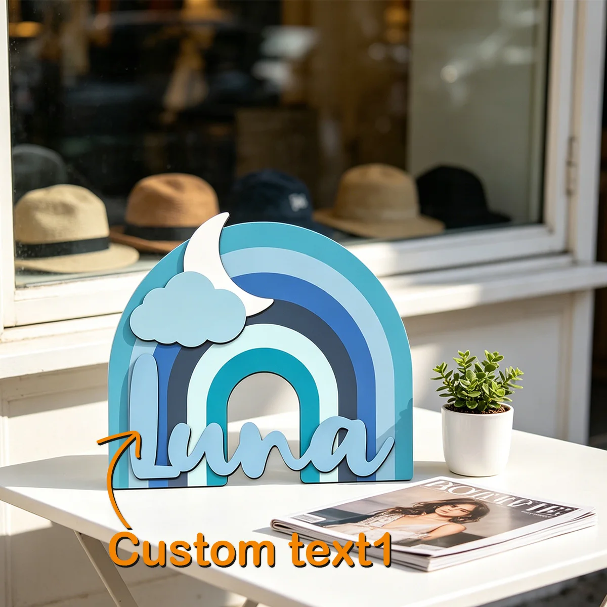 1pc Wooden Surname Brand, Double-layer Customized Name Tag, Wall Decoration, Baby Room Decoration, Multi Scene Decoration