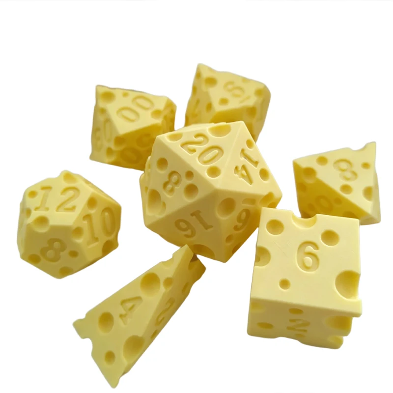 Juego de dados poliédricos con forma de queso, dados numéricos en forma de queso en capas, dados novedosos para juegos de mesa y reuniones festivas