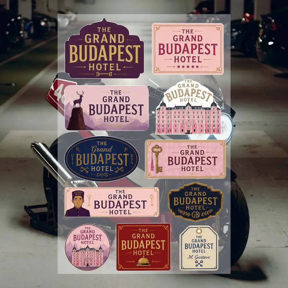 The Grand BudapesT Hotel Ästhetische Graffiti-Aufkleber Wasserfeste PVC-Sticker für Auto Motorrad Skateboard Helm Notizbuch