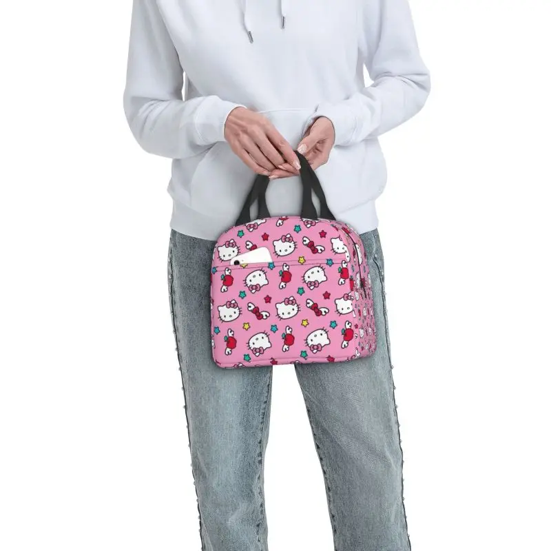 Borsa per il pranzo isolata Hello Kitty personalizzata per la scuola borsa termica per il raffreddamento riutilizzabile Bento Box donna contenitore