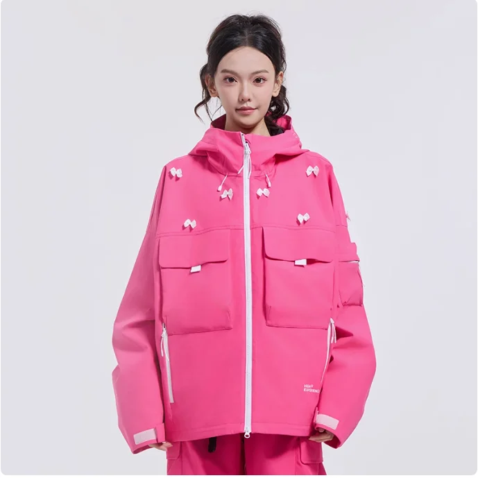 HIGH EXPERIENCE Ski Clothes Women\'s Single Board Double Board Cute Sweet Windproof Waterproof Ski Clothes Jacket Wear resistant