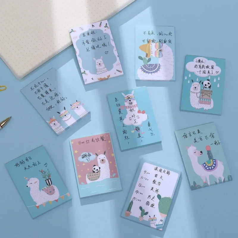 Cute Alpaca Memo Note Paper TearAble Cartoon Animal Note Pad Office Student Stationery Supply School Supplies Notebook