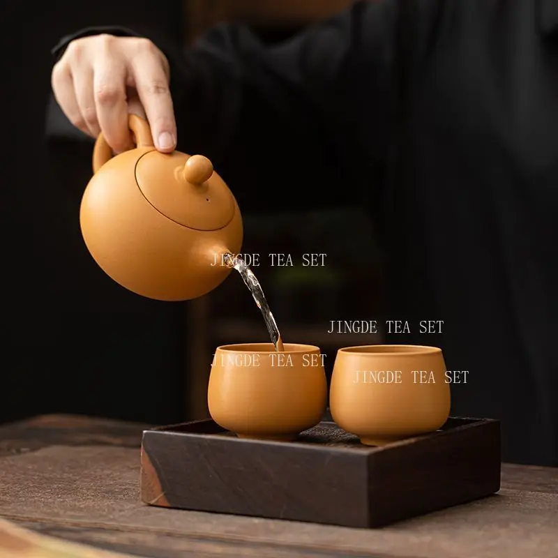 

Purple Clay 1 Pot 2 Cups Tea Set Huangduan Mud Fengming Teapot Tea Tasting Cup Household Chinese Style Kungfu Teaware Set