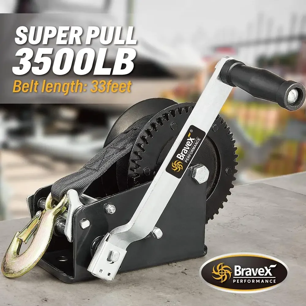 3500 رطل الثقيلة قارب مقطورة ونش مع حزام 33ft المحمولة اليد اتجاهين اسئلة دليل ونش SUV ATV UTV 4:1/8:1 نسبة التروس