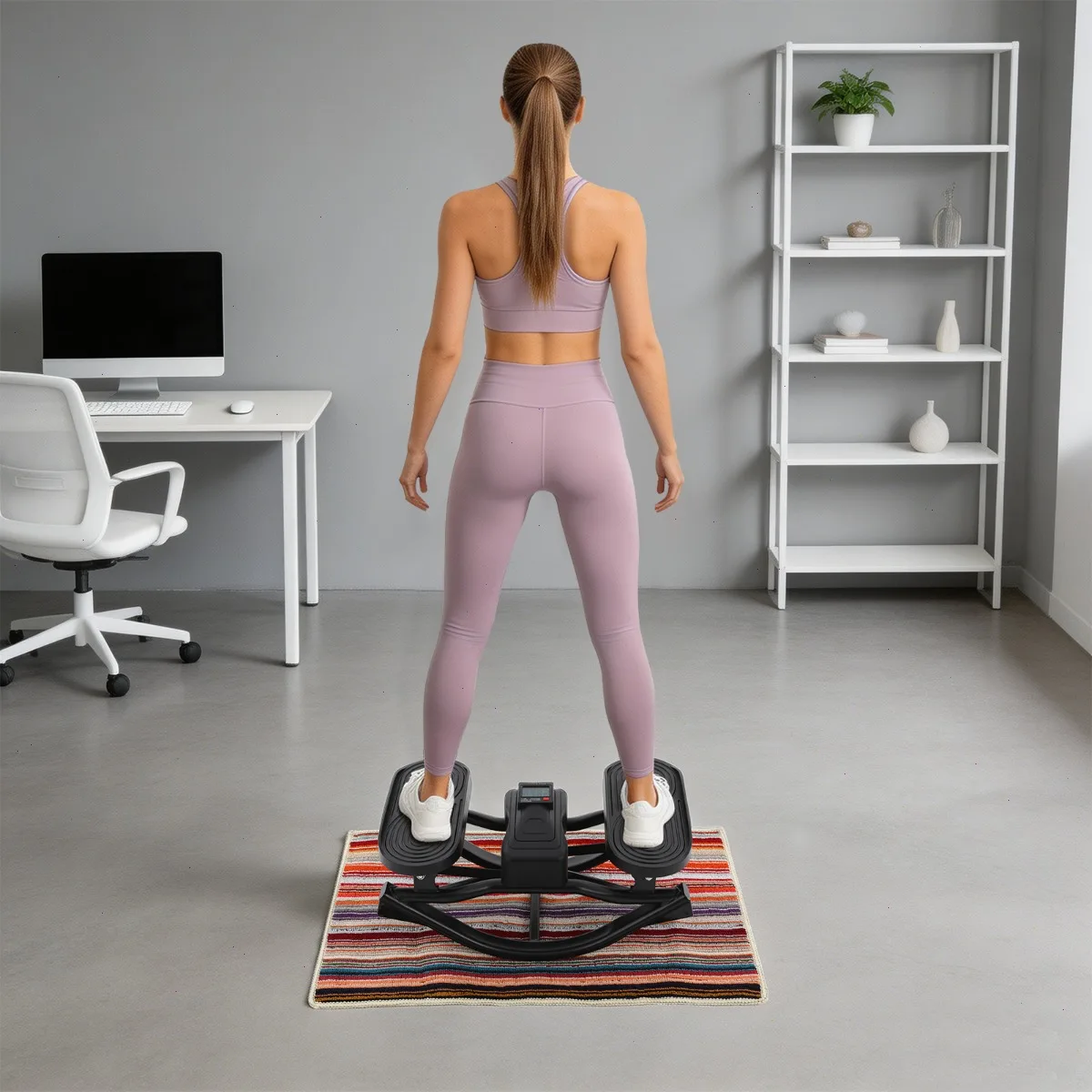 Rock Stepper with Elastic Resistance Bands, Side-to-Side Lateral Rocking Stepper Machine, Digital Display Monitor, Heavy Duty Frame, Home Fitness Equipment for Legs Glutes Workout ﻿
