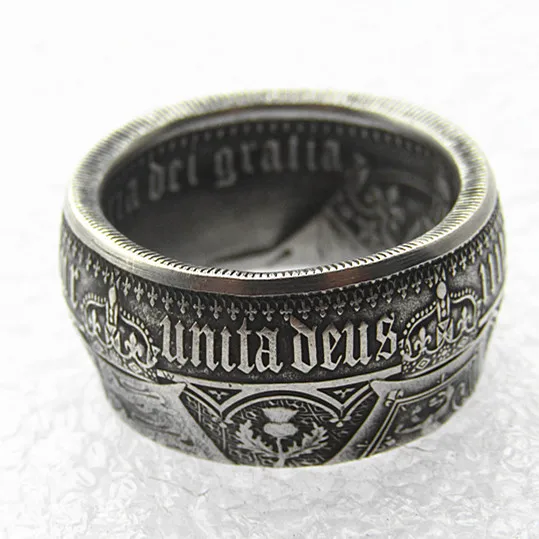 Handmade Ring Coin By GREAT BRITAIN Victoria 1853 AR Gothic 1 Crown copper-nickel alloy Copy Coin 'date' In Sizes 8-16