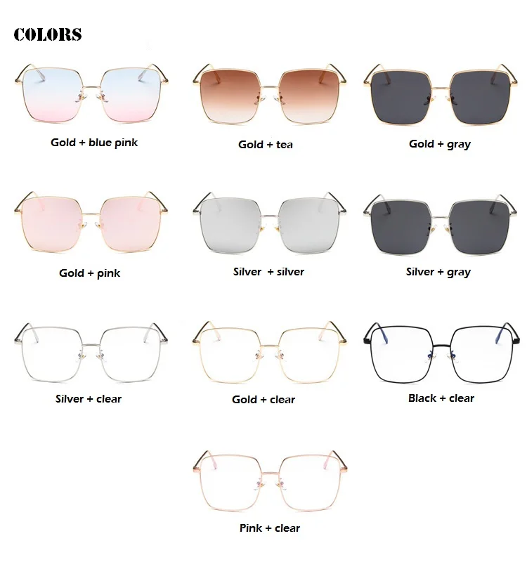 New  Women\'s Sunglasses 2024 Men Vintage Oversized Sun Glasses Female Fashion Unisex Eyeglasses Metal Frame gafas de sol UV400