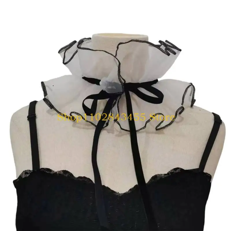 49MC Girls Sheer Ruffled Collar Drama Distinctive Aesthetics Victorian