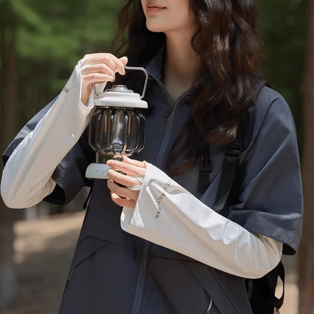 腕保護サイクリング日焼け止めスリーブ弾性抗紫外線ロングアイスシルクスリーブ薄い白日焼け止めアームカバー女性/女の子