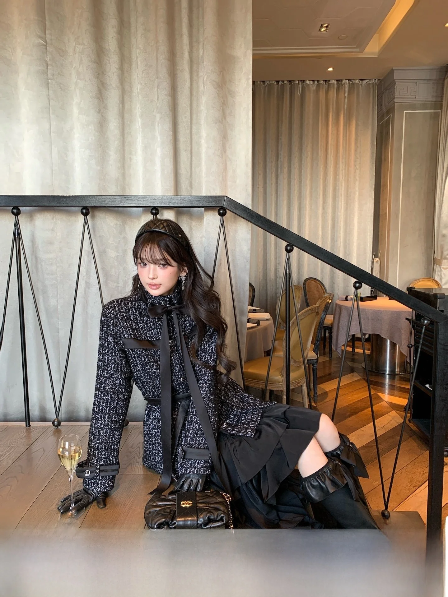 

Шерстяное пальто F Boutique Luxembourg 25K с асимметричной юбкой и бантом для молодых женщин, зимний сезон, длинное