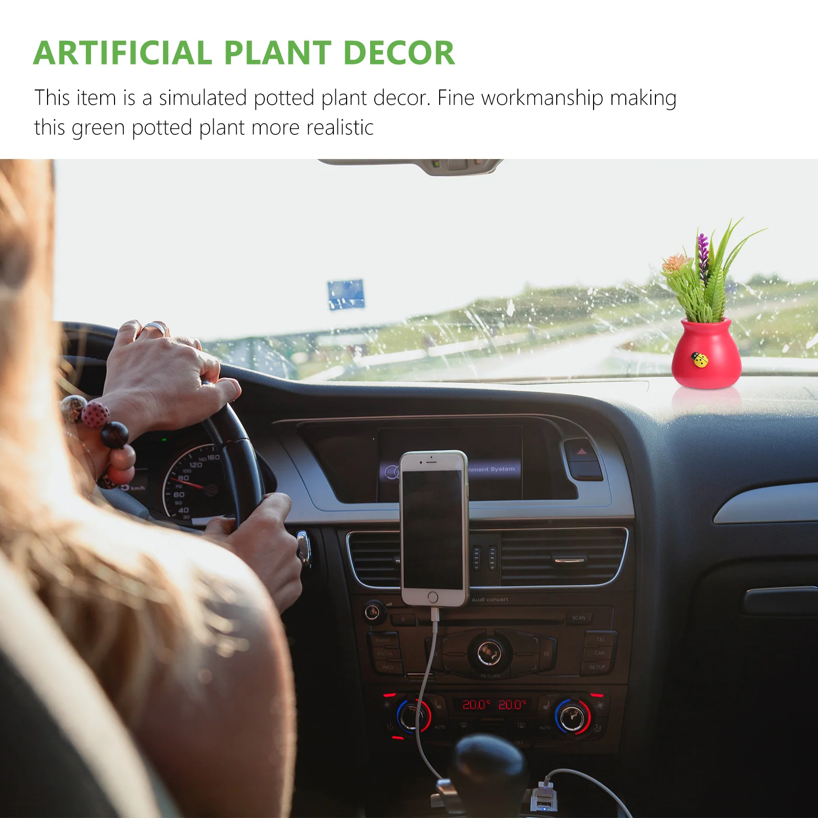 

Fake Decor Artificial Potted Plant Simulated Green Plants Pot Ornament Desktop Home Office Decoration Imitation Plant