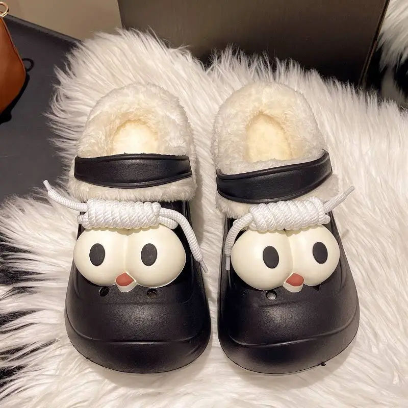 Padded Cotton Slippers For Girls Soft Thick-sole EVA Plush Shoes Indoor Casual Wear Anti-slip Wear-resistant Cartoon Sweet Style