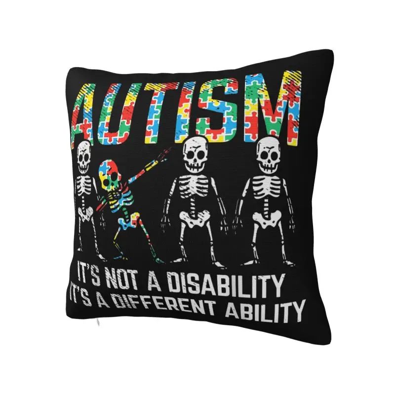 Dabbing Skeleton Disability Autism Awareness Throw Pillow Case 45*45cm for Living Room Cushion Cover Square Polyester Pillowcase