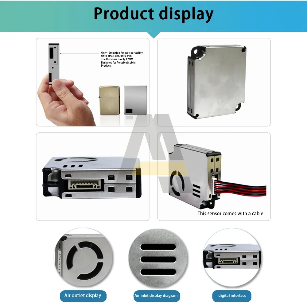 Módulo de Sensor de partículas PM2.5 PMS9103M, Sensor de partículas Universal Digital de dispersión de 0,3 µm con línea de terminal de un solo cabezal 8P
