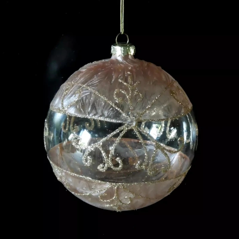 

2pcs/pack Diameter=8cm Small Size Feather Paint Glass Globe Christmas Ball Tree Hanger Handmade Ornament Wedding Live Prop